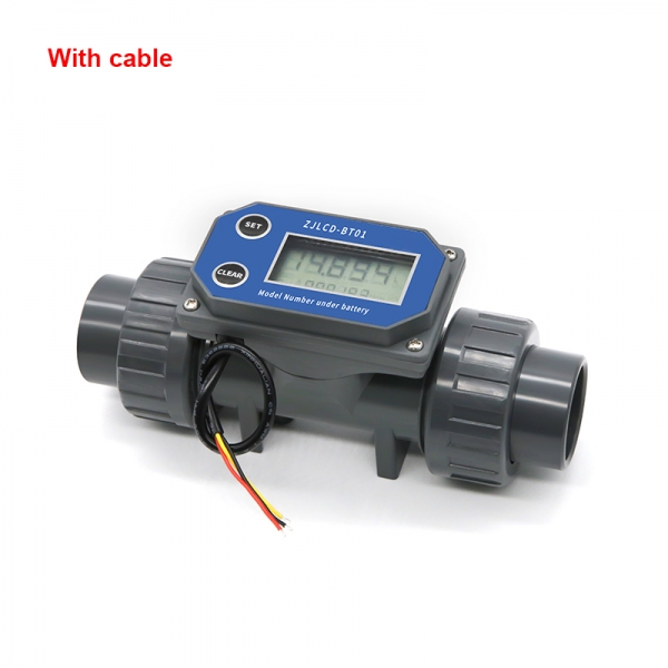 Electronic LCD Digital Display Flowmeter NPN Turbine Flow Meter DN25-80 PVC Pipe Liquid Water For Farm/Garden Irrigation