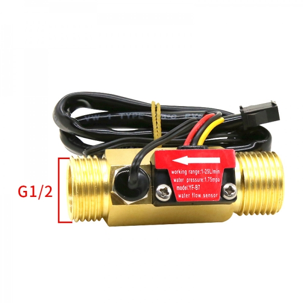 1/2‘‘ 3/4‘‘ Water Flow Sensor with Temperature Detection Probe Brass Water Heater Flowmeter DC3.5~24V NPN Hall Flow Sensor