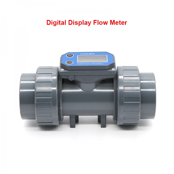 Electronic LCD Digital Display Flowmeter NPN Turbine Flow Meter DN25-80 PVC Pipe Liquid Water For Farm/Garden Irrigation