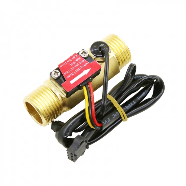 1/2‘‘ 3/4‘‘ Water Flow Sensor with Temperature Detection Probe Brass Water Heater Flowmeter DC3.5~24V NPN Hall Flow Sensor