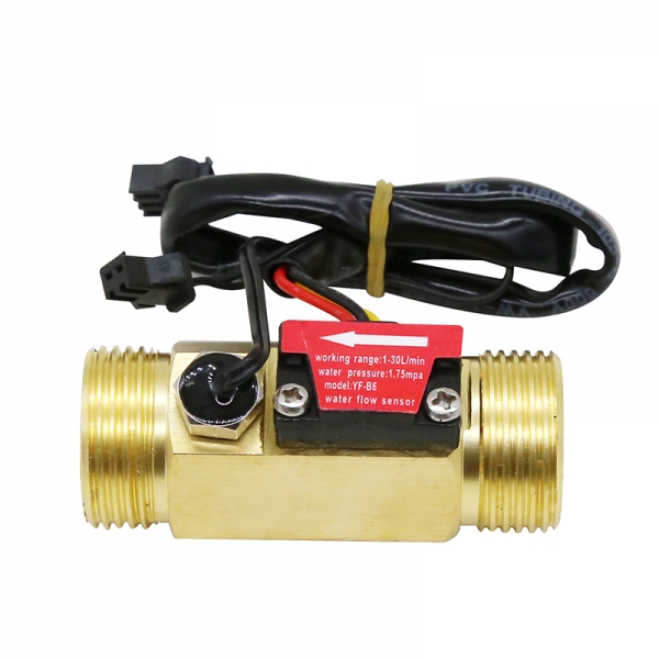 1/2‘‘ 3/4‘‘ Water Flow Sensor with Temperature Detection Probe Brass Water Heater Flowmeter DC3.5~24V NPN Hall Flow Sensor