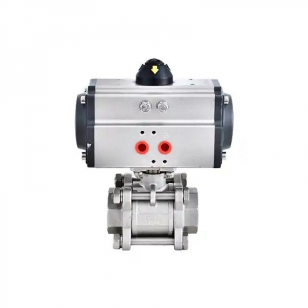 Two Way Three pieces High Platform Pneumatic Ball Valve Stainless Steel Double Acting Cylinder Actuator Ball Valve