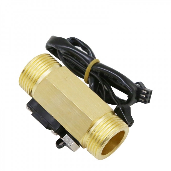 1/2‘‘ 3/4‘‘ Water Flow Sensor with Temperature Detection Probe Brass Water Heater Flowmeter DC3.5~24V NPN Hall Flow Sensor
