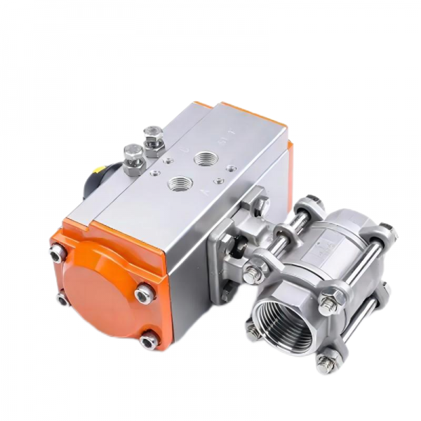 Two Way Three pieces High Platform Pneumatic Ball Valve Stainless Steel Double Acting Cylinder Actuator Ball Valve