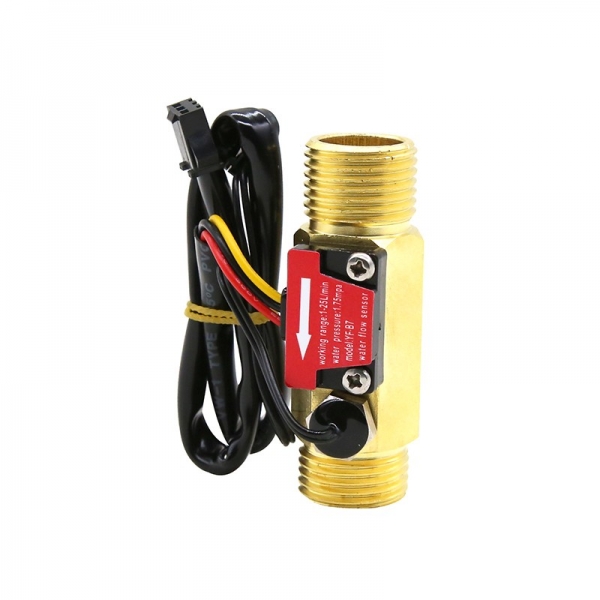 1/2‘‘ 3/4‘‘ Water Flow Sensor with Temperature Detection Probe Brass Water Heater Flowmeter DC3.5~24V NPN Hall Flow Sensor