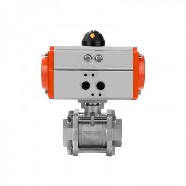 Two Way Three pieces High Platform Pneumatic Ball Valve Stainless Steel Double Acting Cylinder Actuator Ball Valve