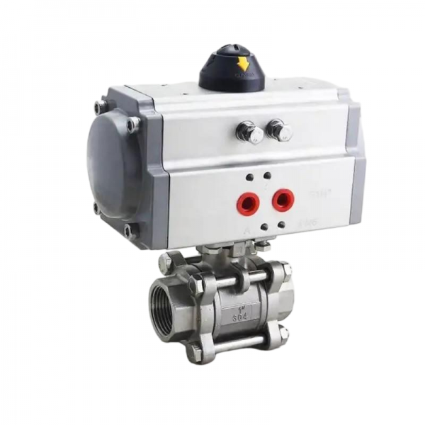 Two Way Three pieces High Platform Pneumatic Ball Valve Stainless Steel Double Acting Cylinder Actuator Ball Valve