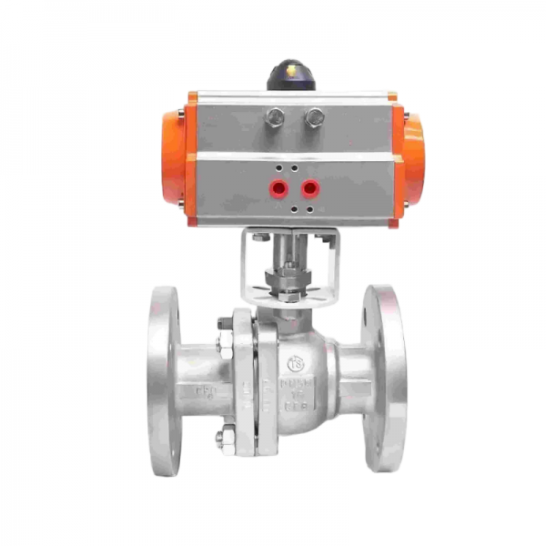Stainless Steel Pneumatic Flanged Ball Valve Double Acting Cylinder High Temperature Steam Flange Ball Valve