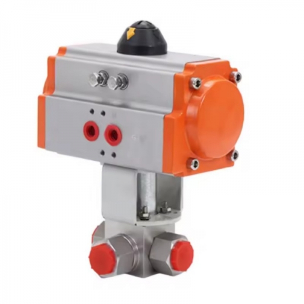 3-Way T/L-Type Pneumatic Ball Valve High Pressure 304 Stainless Steel Female Thread Pneumatic Ball Valve