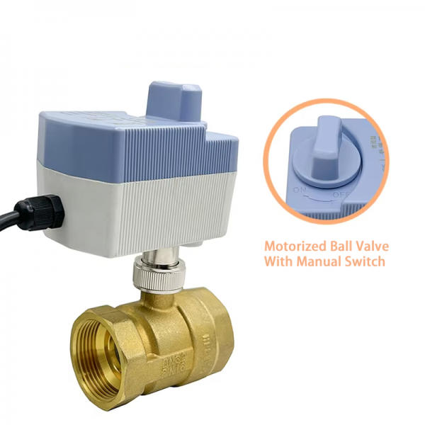 New Model Brass Waterproof Electric Ball Valve AC220V DC12V DC24V with Manual Switch 