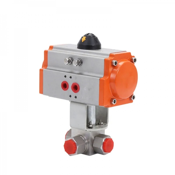 3-Way T/L-Type Pneumatic Ball Valve High Pressure 304 Stainless Steel Female Thread Pneumatic Ball Valve
