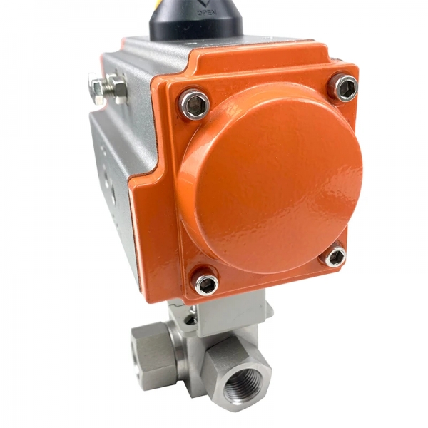 3-Way T/L-Type Pneumatic Ball Valve High Pressure 304 Stainless Steel Female Thread Pneumatic Ball Valve