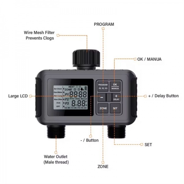 Smart Digital Garden Watering Timer Drip Irrigation Controller Irrigation Timer For Greenhouse Lawn