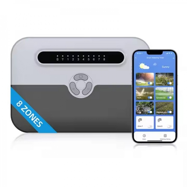 8zones WiFi Smart Irrigation Controller of Watering Flowers Outdoor Wireless Water Timer for Water Garden Sprinkler Timing Control