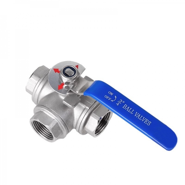 1/2 inch to 2 inch 304 Stainless Steel Three Way Two Pieces Manual Ball Valve 1000 WOG T/L Type Female Thread Manual Ball Valve
