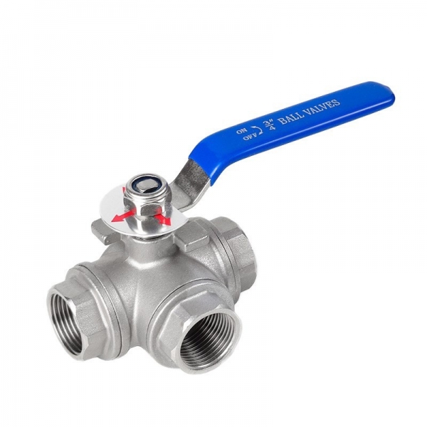 1/2 inch to 2 inch 304 Stainless Steel Three Way Two Pieces Manual Ball Valve 1000 WOG T/L Type Female Thread Manual Ball Valve