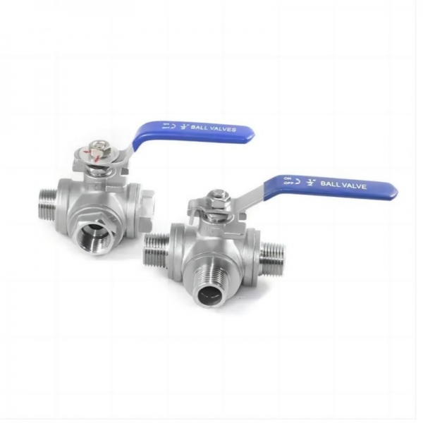 High Quality 1000 WOG PSI Stainless Steel Manual Ball Valve Three Way T/L Type Male Threaded Ball Valve