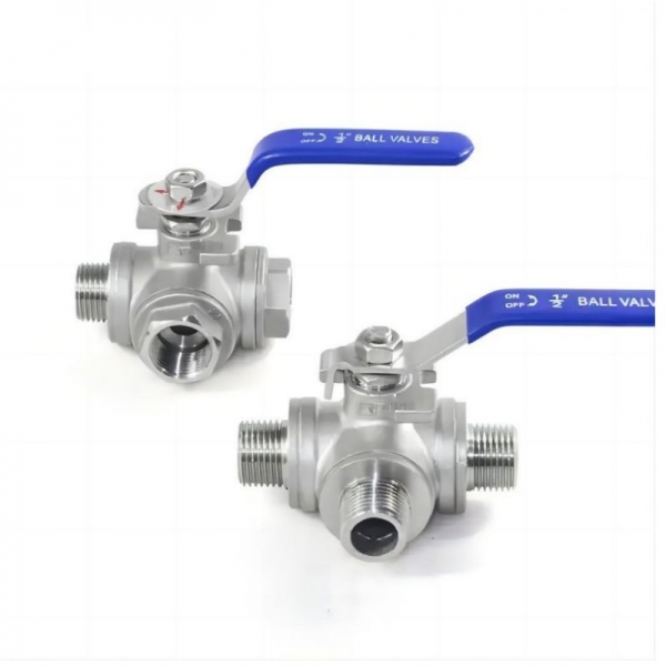 High Quality 1000 WOG PSI Stainless Steel Manual Ball Valve Three Way T/L Type Male Threaded Ball Valve