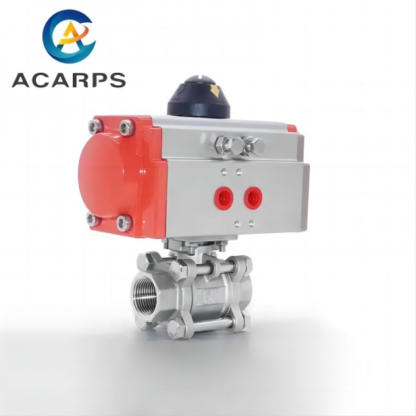 Two Way Three pieces High Platform Pneumatic Ball Valve Stainless Steel Double Acting Cylinder Actuator Ball Valve