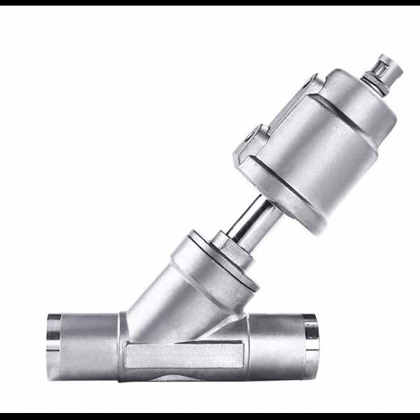 2-way Y-pattern Normally Closed 304 Stainless Steel Pneumatic Welding Angle Seat Valve 16bar For Gas