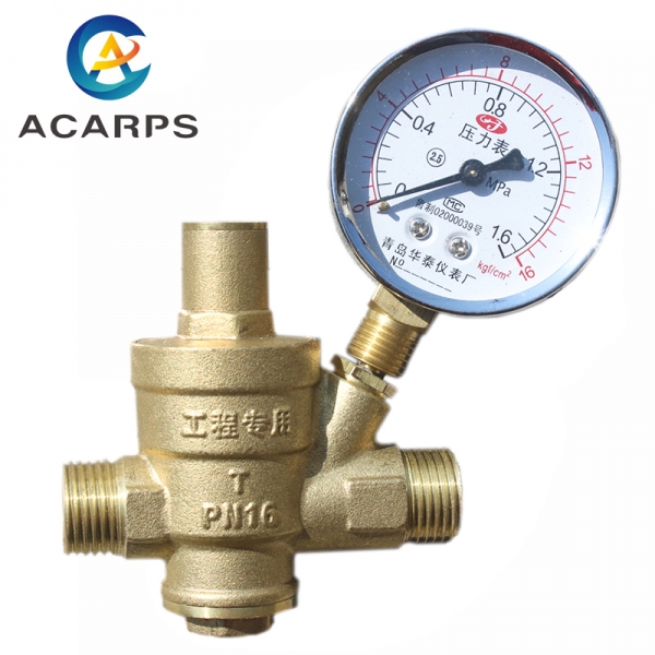 Male Thread Brass Water Pressure Reducing Maintaining Valve Regulator Adjustable Relief Valve Gauge