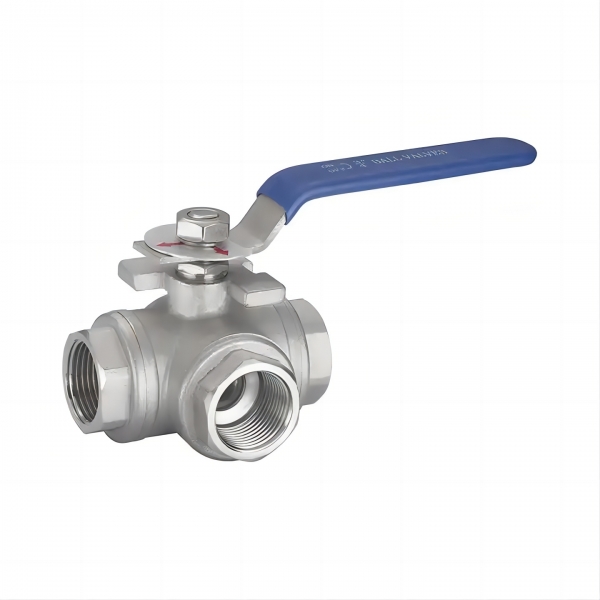 1/2 inch to 2 inch 304 Stainless Steel Three Way Two Pieces Manual Ball Valve 1000 WOG T/L Type Female Thread Manual Ball Valve