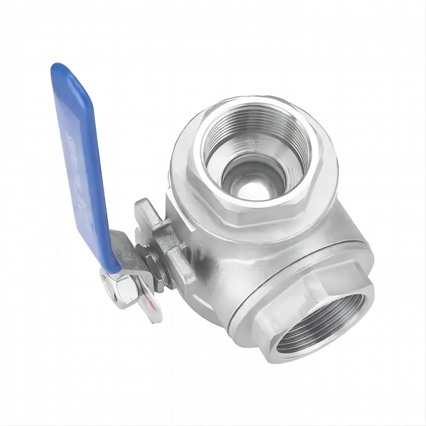 1/2 inch to 2 inch 304 Stainless Steel Three Way Two Pieces Manual Ball Valve 1000 WOG T/L Type Female Thread Manual Ball Valve