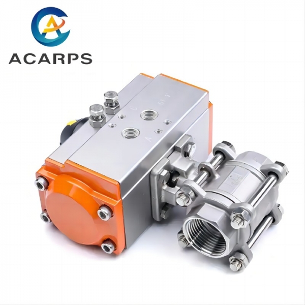 Two Way Three pieces High Platform Pneumatic Ball Valve Stainless Steel Double Acting Cylinder Actuator Ball Valve