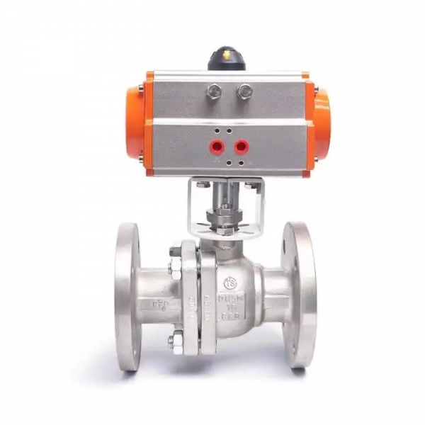 Stainless Steel Pneumatic Flanged Ball Valve Double Acting Cylinder High Temperature Steam Flange Ball Valve