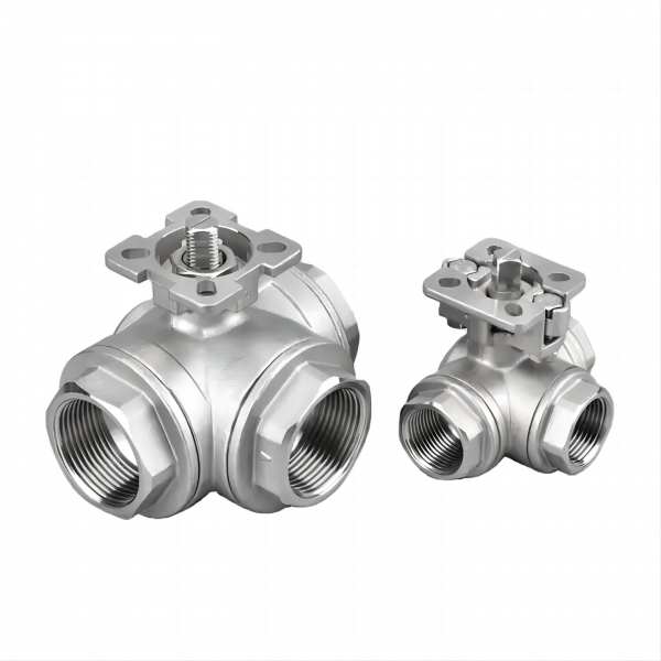 SS304 Stainless Steel High Platform Three-way Ball Valve T/L Type Female Thread Ball Valve