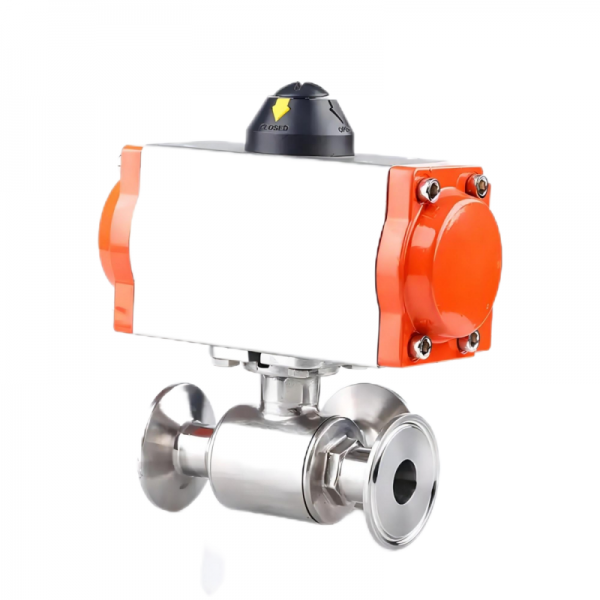 3 Way Sanitary Pneumatic Ball Valve Tri Clamp Double Acting Cylinder Pneumatic Ball Valve