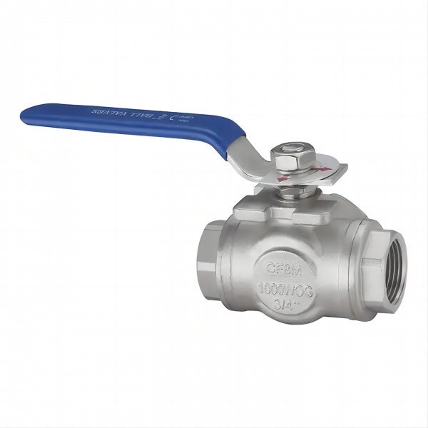 1/2 inch to 2 inch 304 Stainless Steel Three Way Two Pieces Manual Ball Valve 1000 WOG T/L Type Female Thread Manual Ball Valve