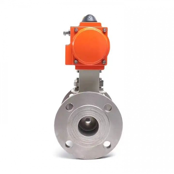 Stainless Steel Pneumatic Flanged Ball Valve Double Acting Cylinder High Temperature Steam Flange Ball Valve