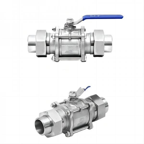 1/4‘‘ to 2‘‘ Union 304 Stainless Steel Welding Sanitary Manual Ball Valve Three Pieces High Mounting Pad Manual Ball Valve