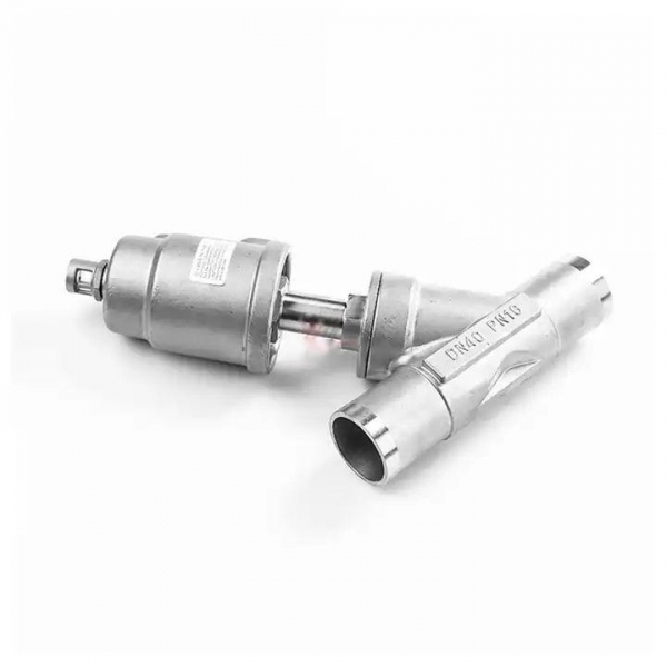 2-way Y-pattern Normally Closed 304 Stainless Steel Pneumatic Welding Angle Seat Valve 16bar For Gas