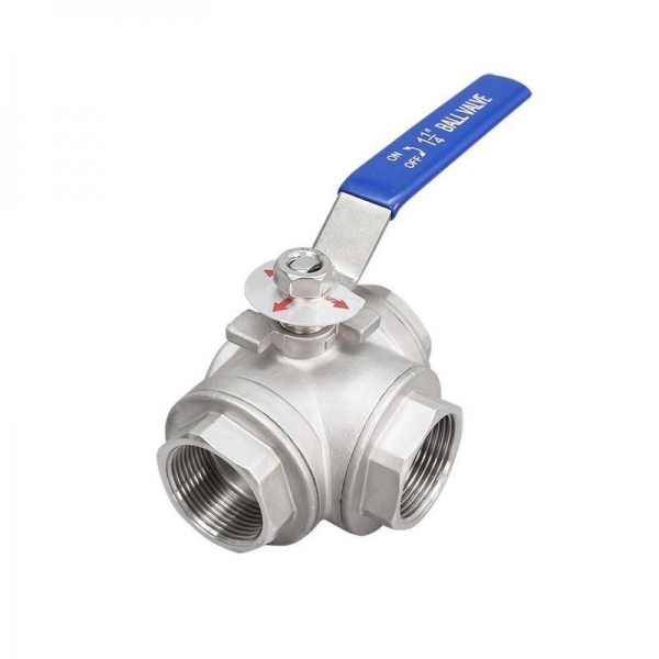 1/2 inch to 2 inch 304 Stainless Steel Three Way Two Pieces Manual Ball Valve 1000 WOG T/L Type Female Thread Manual Ball Valve