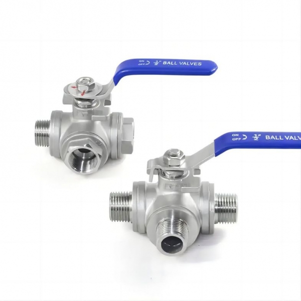 1/2‘‘ 3/4‘‘ High Quality 1000 WOG PSI Stainless Steel Manual Ball Valve Three Way T/L Type Male Threaded Ball Valve