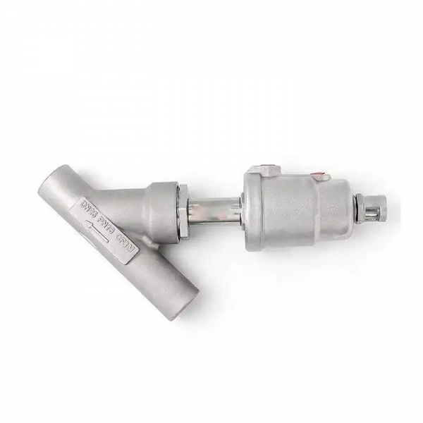 2-way Y-pattern Normally Closed 304 Stainless Steel Pneumatic Welding Angle Seat Valve 16bar For Gas