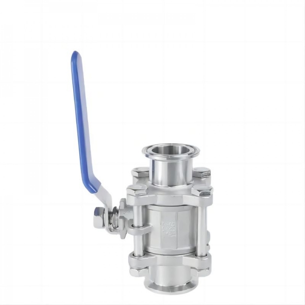 DN15 to DN100 Three Pieces 304 Stainless Steel Tri-clamp Ball Valve 100 WOG CF8M 2 Way Manual Valve