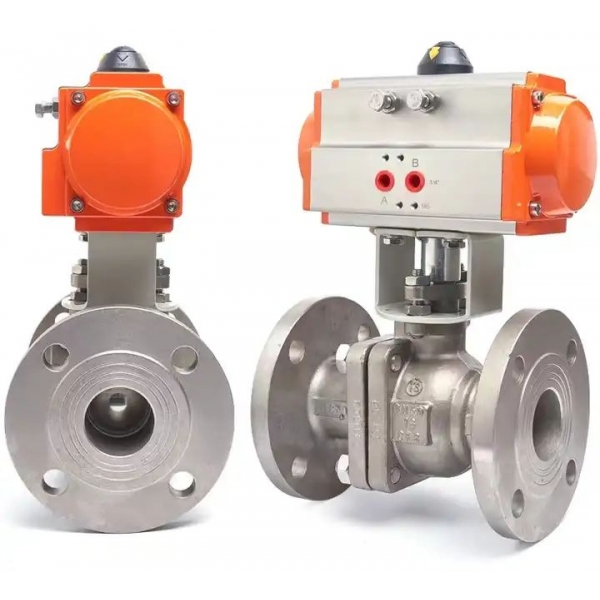 Stainless Steel Pneumatic Flanged Ball Valve Double Acting Cylinder High Temperature Steam Flange Ball Valve