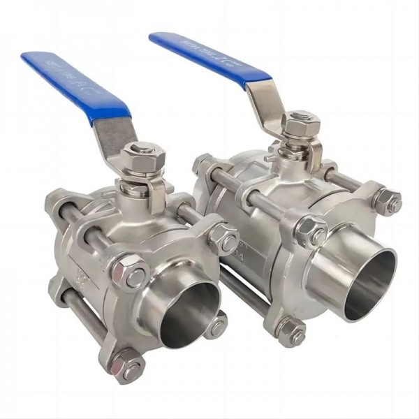 1/4‘‘ to 2‘‘ High Platform Stainless Steel Manual Ball Valve 1000PSI Three Piece Casting Tri Clamp Butt Weld Manual Ball Valve