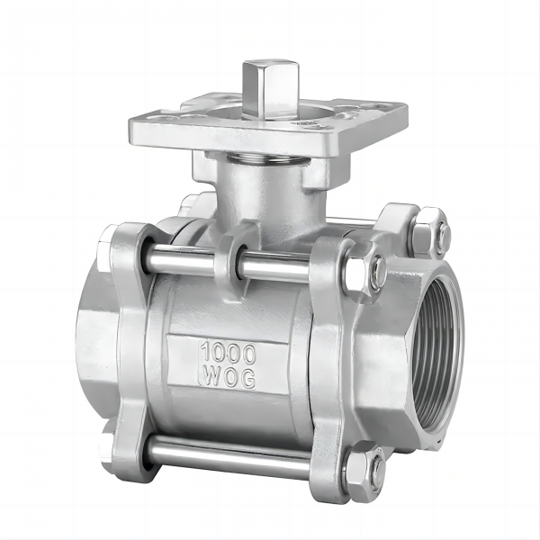 SS304 Stainless Steel Female Thread High Platform Three Pieces Manual Ball Valve 