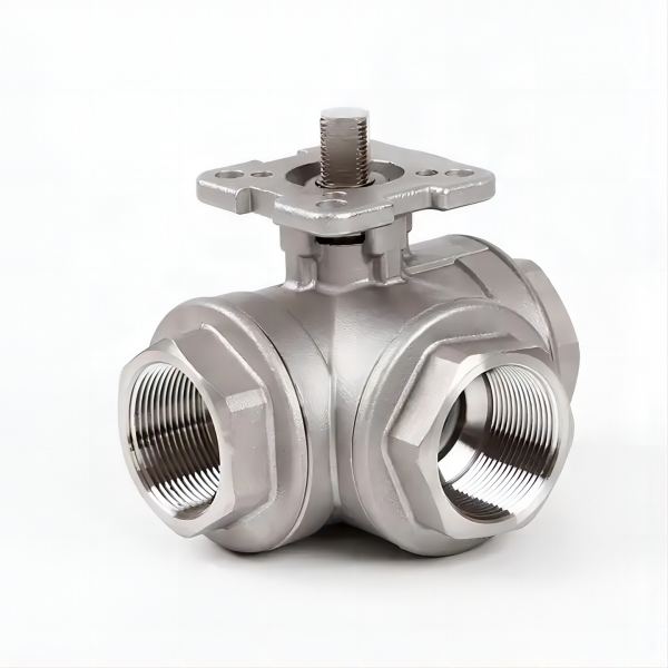 SS304 Stainless Steel High Platform Three-way Ball Valve T/L Type Female Thread Ball Valve