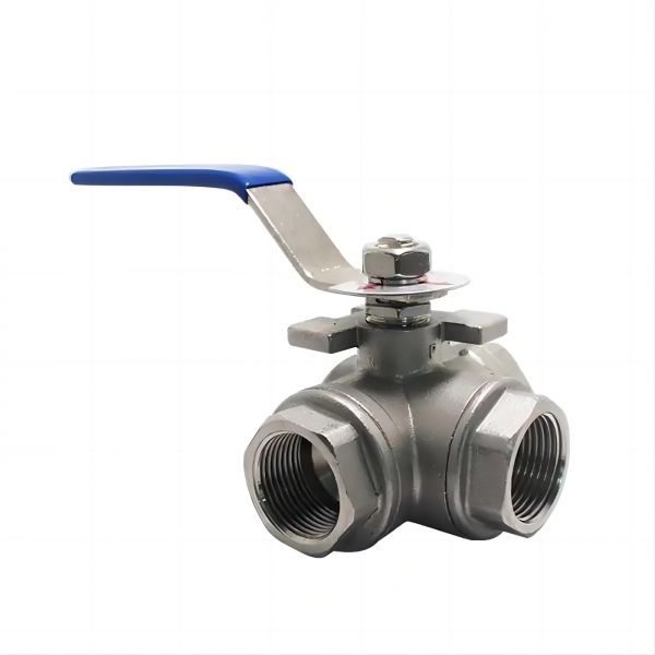 1/2 inch to 2 inch 304 Stainless Steel Three Way Two Pieces Manual Ball Valve 1000 WOG T/L Type Female Thread Manual Ball Valve