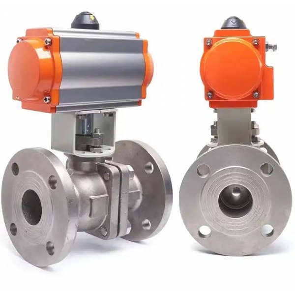 Stainless Steel Pneumatic Flanged Ball Valve Double Acting Cylinder High Temperature Steam Flange Ball Valve