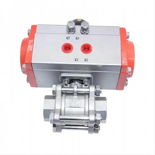 Two Way Three pieces High Platform Pneumatic Ball Valve Stainless Steel Double Acting Cylinder Actuator Ball Valve