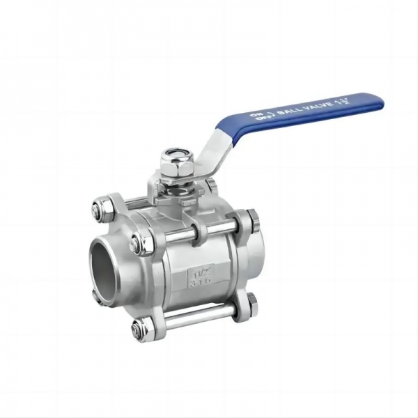 1/4‘‘ to 2‘‘ High Platform Stainless Steel Manual Ball Valve 1000PSI Three Piece Casting Tri Clamp Butt Weld Manual Ball Valve