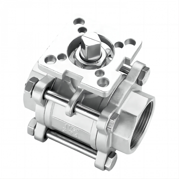 SS304 Stainless Steel Female Thread High Platform Three Pieces Manual Ball Valve 