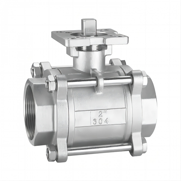 SS304 Stainless Steel Female Thread High Platform Three Pieces Manual Ball Valve 