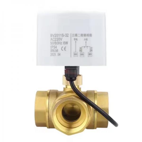 Three Way Brass Motorized Ball Valve 220V 12V 24V Three Wire Two Control Electric Ball Valve